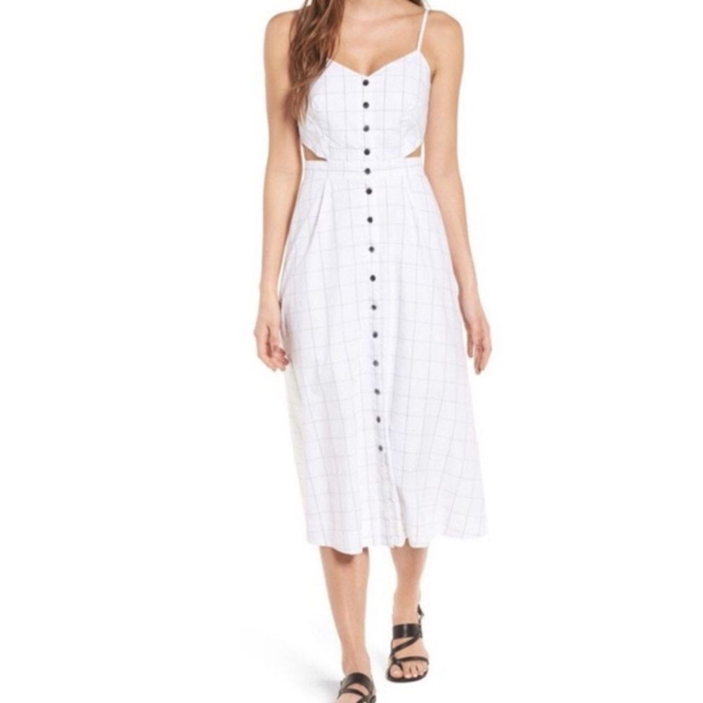 Madewell Windowpane Cutout Cami Midi Dress!